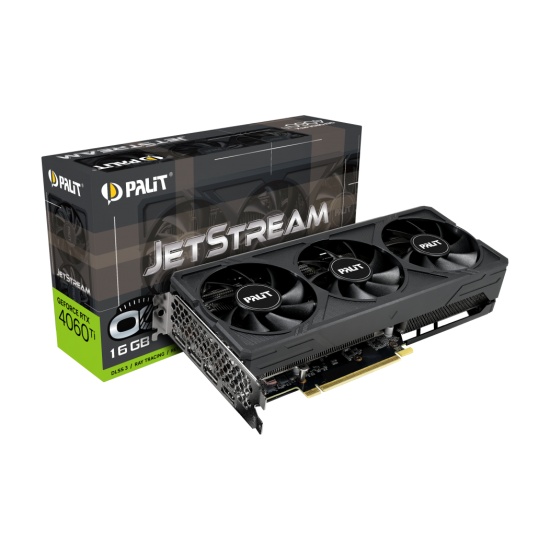 Palit RTX4060 Ti JetStream OC, 16GB DDR6, HDMI, 3 DP, 2595MHz GPU Graphics Card Image