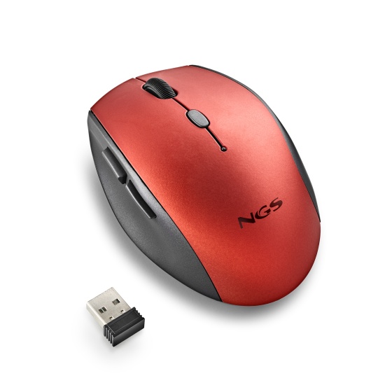 NGS Bee Wireless Ergonomic Silent Mouse, Red Image