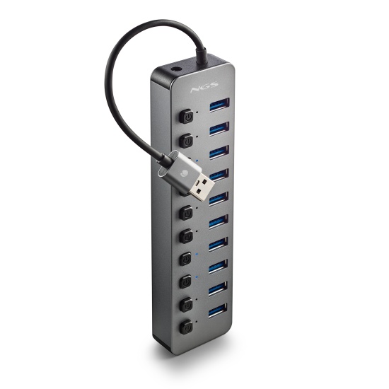 NGS IHUB10, 10 Ports USB 3.0 Hub with Power Adapter 5V/3A Image