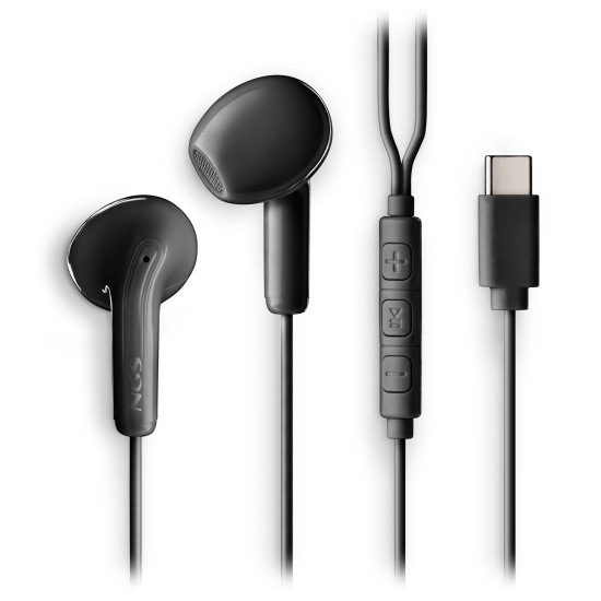 NGS Cross Glide, In-Ear USB-C Wired Headphones with Microphone and Control Buttons, Black Image