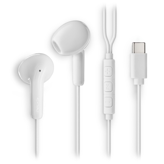 NGS Cross Glide, In-Ear USB-C Wired Headphones with Microphone and Control Buttons, White Image