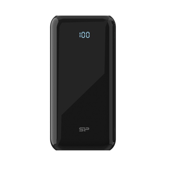 Silicon Power QS28 20,000mAh with LCD Power Bank : 2x USB A Out, 1x Micro USB + 1x USB C In/out, Li-Polymer, QC3.0 & PD fast charging, Black Image