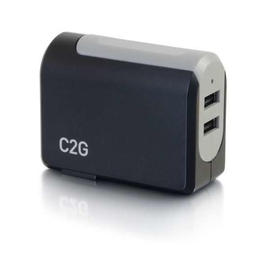 C2G 2-Port USB 4.8AMP Wall Charger - Black, Grey