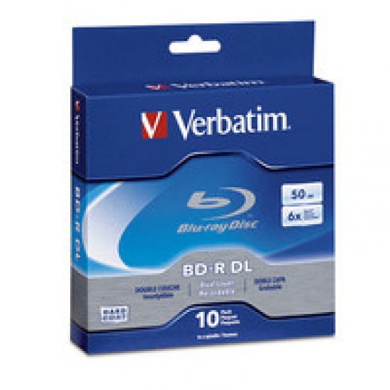Verbatim Blu-Ray BD-R DL 97335 50GB 6X Branded 10-Pack Spindle Box Image