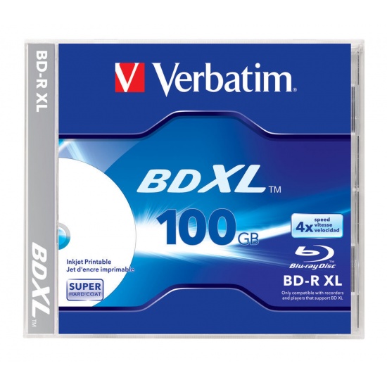 Verbatim Blu-Ray BD-R 43790 XL 100GB 4X White Inkjet Printable 1-Pack Jewel Case Image