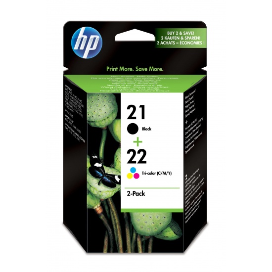 HP 21-22 Tri-color Black, Cyan, Magenta, Yellow Original Ink Cartridges Image