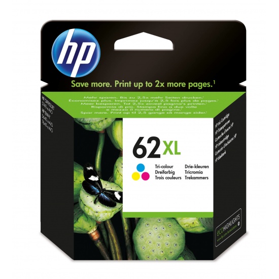 HP 62XL High Yield Ink Cartridge - Tri-Color (Cyan, Magenta, Yellow) Image