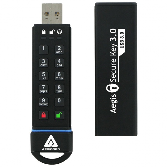 240GB Apricorn Aegis Secure Key USB3.0 Flash Drive - Black Image