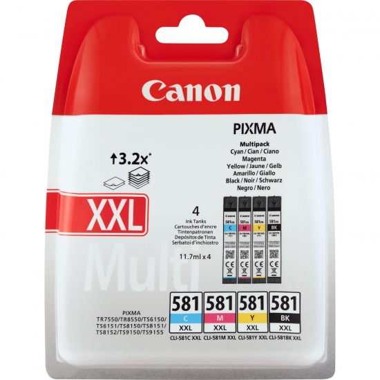 Canon CLI-581 XXL Black, Cyan, Magenta, Yellow Ink Cartridge Image