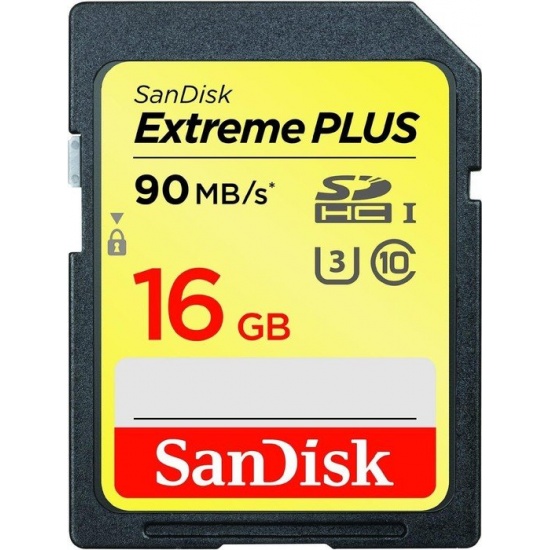 16GB SanDisk Extreme Plus SDHC UHS-I CL10 Memory Card Image