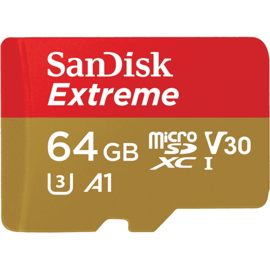 64GB SanDisk Extreme MicroSDHC CL10 Memory Card Image