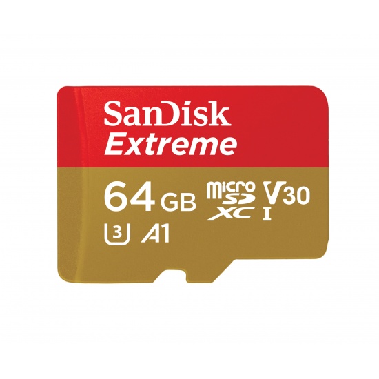 64GB SanDisk Extreme MicroSDXC UHS-I Class 10 Memory Card Image