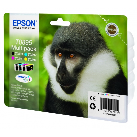 Epson T0895 Multi-Pack Ink Cartridge Black, Yellow, Cyan, Magenta Image