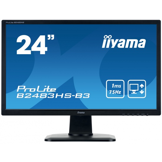 Iiyama ProLite B2483HS-B3 24-inch Full HD Flat Matt Black Computer Monitor LED Display Image