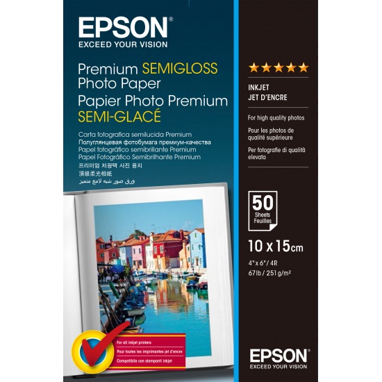 Epson Premium 4x6 Semi-gloss Photo Paper - 50 sheets Image