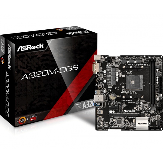 Asrock A320M-DGS AMD A320 AM4 Micro ATX DDR4-SDRAM Motherboard Image