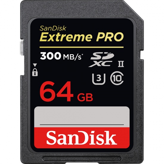 64GB SanDisk Extreme Pro UHS-II Class 10 SDXC Memory Card Image