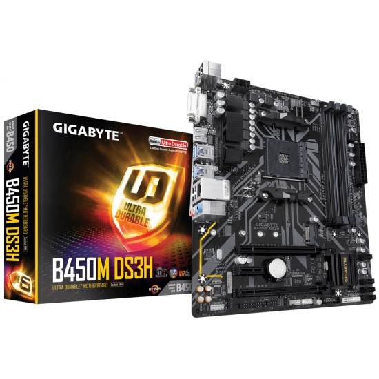 Gigabyte AMD B450M-DS3H AM4 Micro ATX DDR4-SDRAM Motherboard Image