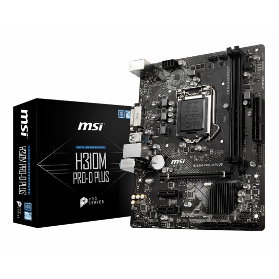 MSI Pro D Plus Intel H310 Micro ATX DDR4-SDRAM Motherboard Image