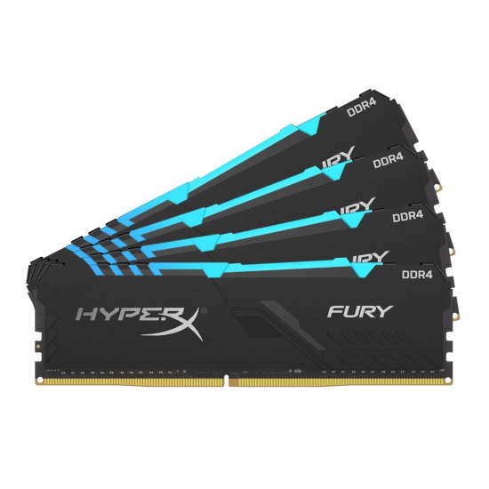 32GB Kingston Hyper X Fury RGB DDR4 3200MHz PC4-25600 CL16 1.35V Quad Memory Kit (4 x 8GB) - Black Image