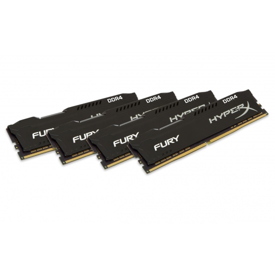 64GB Kingston HyperX Fury 2400MHz PC4-19200 CL15 1.2V DDR4 Quad Channel Kit (4x16GB) - Black Image