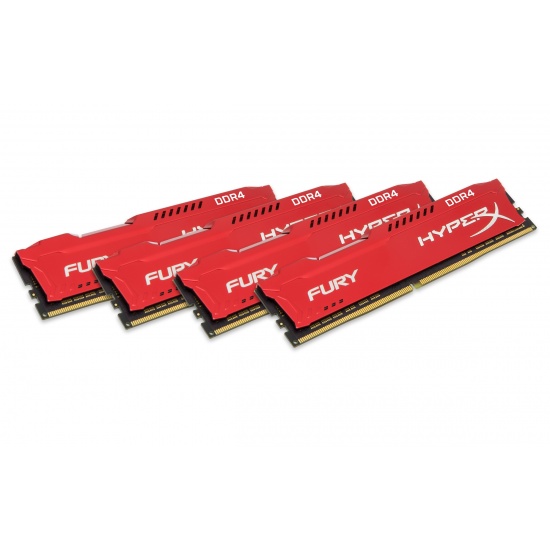 64GB Kingston HyperX Fury PC4-19200 2400MHz CL15 DDR4 Quad Channel Kit (4 x 16GB) - Red Image
