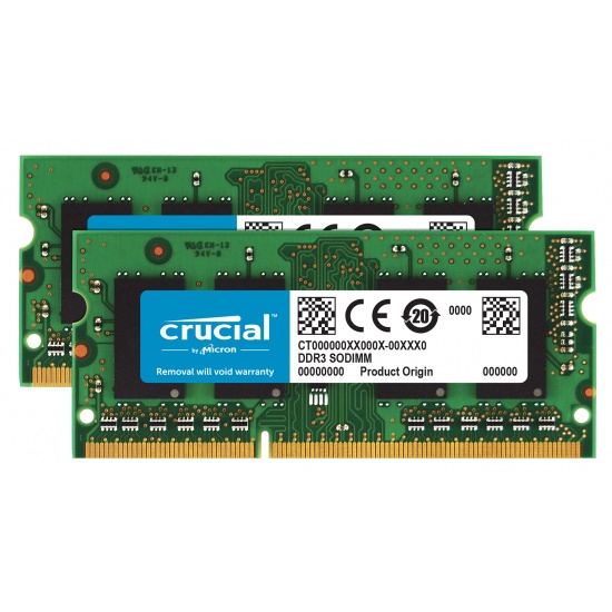 16GB Crucial PC3-12800 1600MHz CL11 DDR3 SO-DIMM Dual Memory Kit (2 x 8GB) Image