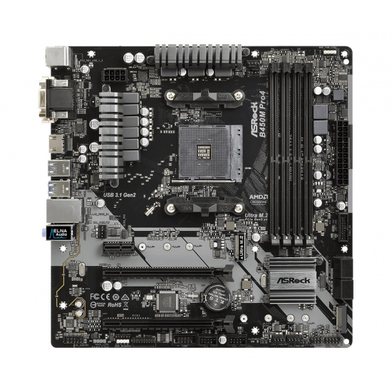 Asrock AMD B450M Pro4 Socket AM4 ATX DDR4-SDRAM Motherboard Image