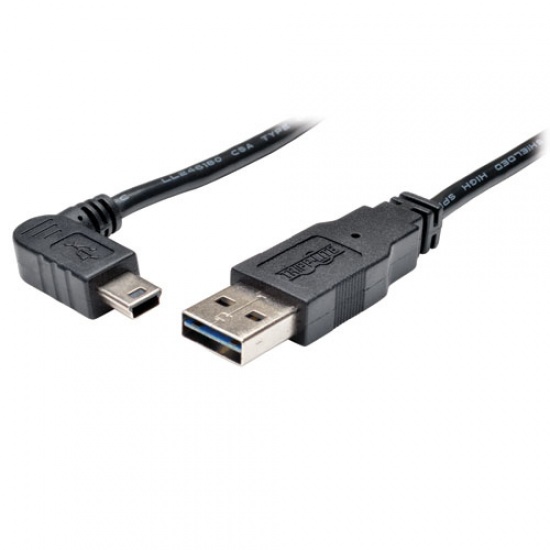 Tripp Lite 6FT USB2.0 Hi-Speed Cable USB-A Right Angle Male to Mini USB-B Male Cable Image