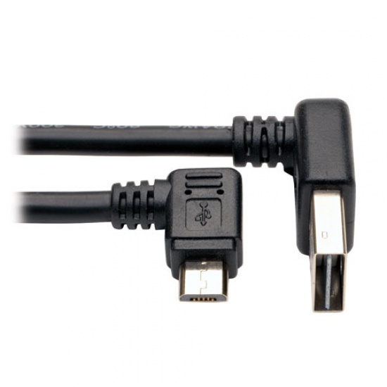 Tripp Lite 3FT Up Down Angle USB-A Male to Right Angle Micro USB-B Male Reversible Charging Cable Image