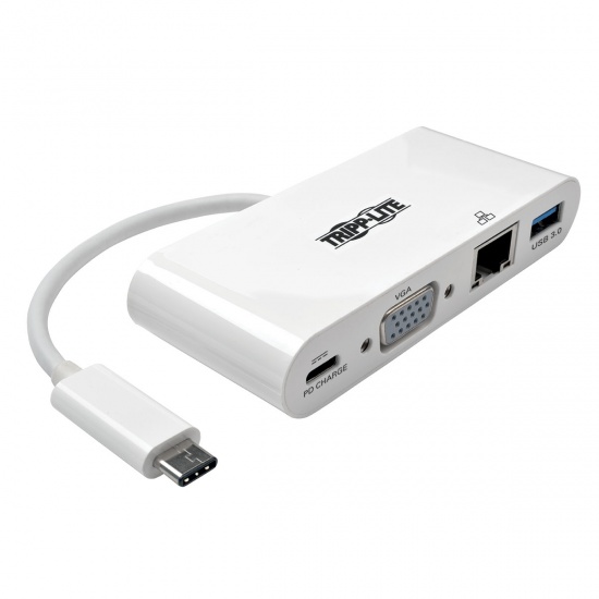 Tripp Lite USB-C Male to VGA/USB-A /USB-C /Gigabit Ethernet Female Adapter Cable - White Image