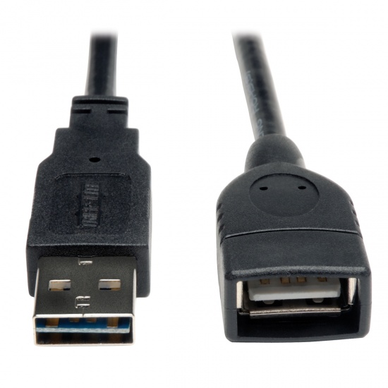Tripp Lite 1FT Universal Reversible USB-A Male to USB-A Female Hi-Speed Extension Cable - Black Image