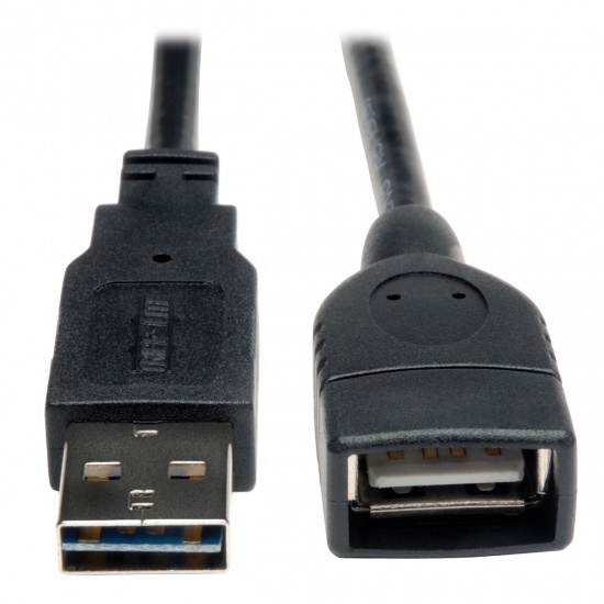 Tripp Lite 10FT Universal Reversible USB-A Male to USB-A Female Hi-Speed Extension Cable - Black Image