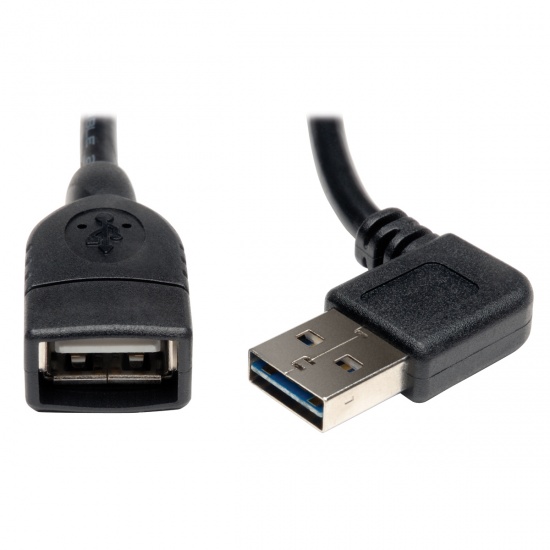 Tripp Lite 1.5FT Universal Reversible Angled USB-A Male to Straight USB-A Female Hi-Speed Extension Cable Image