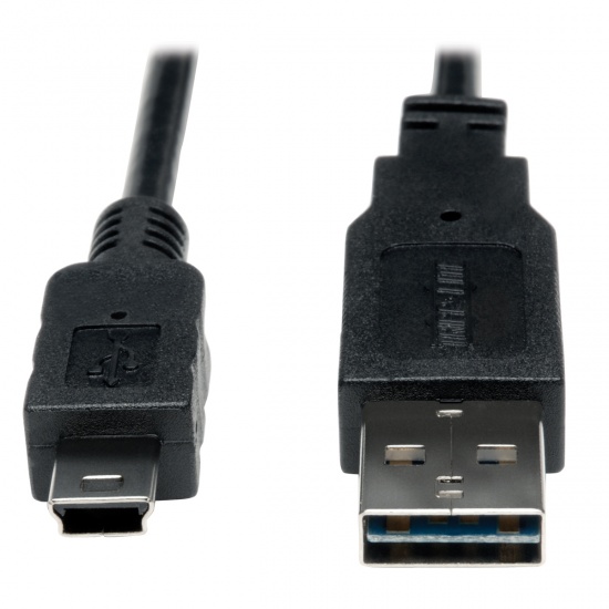 Tripp Lite 3FT Universal Reversible USB-A Male to 5-Pin Mini USB-B Male Hi-Speed Converter Adapter Cable Image