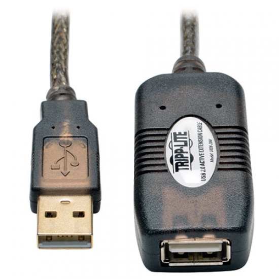 Tripp Lite 65FT USB-A Male to USB-A Female Hi-Speed Active Extension Repeater Cable - Grey Image