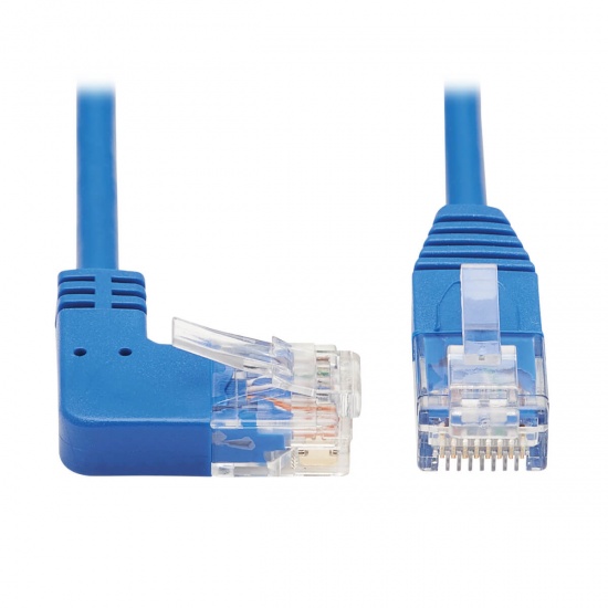 Tripp Lite 7FT RJ45 Right-Angle Male to RJ45 Male Cat6 Gigabit Molded Slim UTP Ethernet Cable - Blue Image