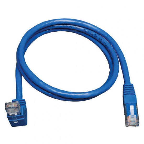 Tripp Lite 3FT RJ45 Right Angle Up Male to RJ45 Male Cat6 Gigabit Molded Patch Cable - Blue Image