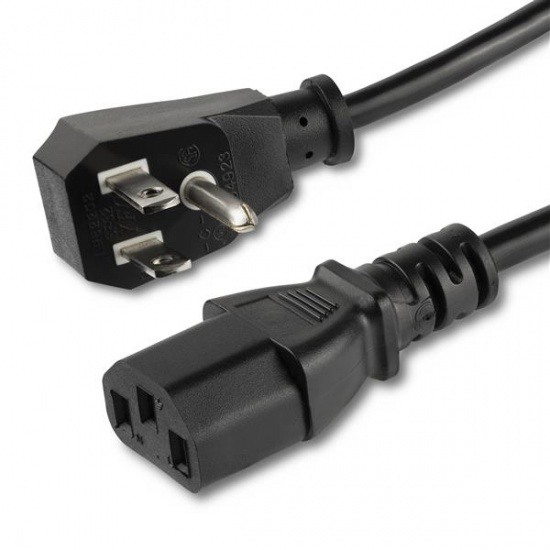 StarTech 10FT Angled NEMA 5-15P to Straight C13 Power Cable - Black Image