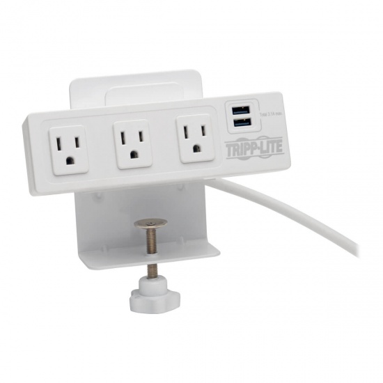 Tripp Lite 10FT 3 Outlet 2 USB Port Surge Protector - White Image