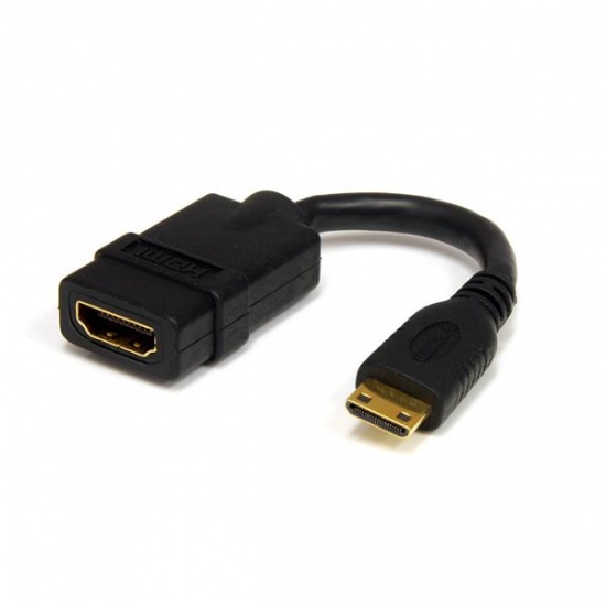 StarTech 0.4FT High Speed HDMI Female to HDMI Mini Male Adapter Cable - Black Image