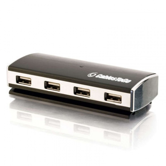 C2G 4-Port USB2.0 Hub with Aluminum Base - Black, Silver Image