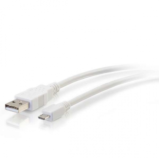C2G 1FT USB2.0 Type-A Male to Micro USB Type-B Male Cable - White Image