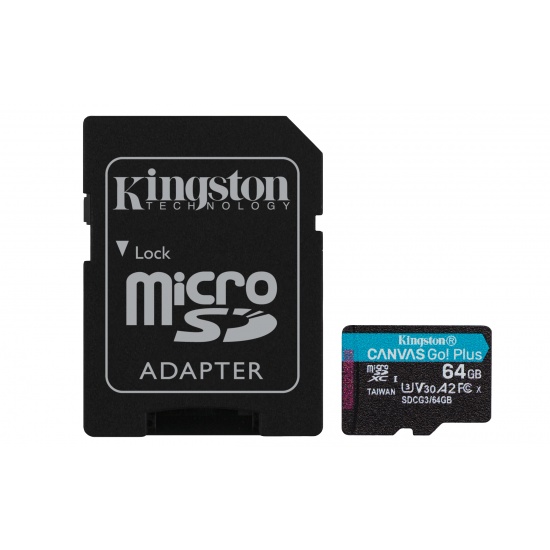 64GB Kingston Canvas Go Plus Micro SDXC Class 10 UHS-I Memory Card Image