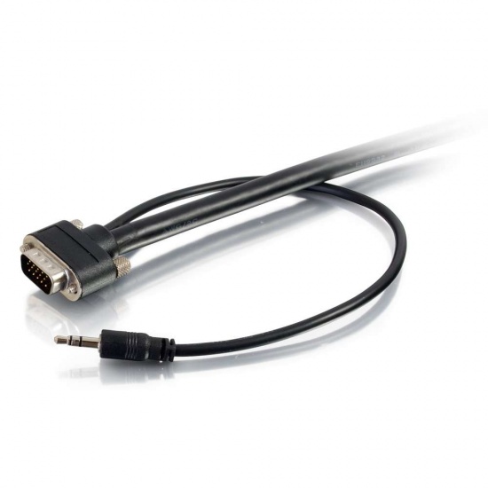C2G 15FT VGA 3.5MM Stereo Male to VGA Male Cable - Black Image