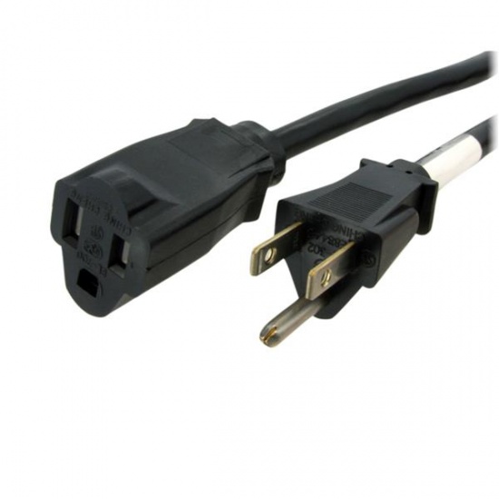 StarTech 3FT NEMA 5-15R Female to NEMA 5-15P Male Power Extension Cable - Black Image