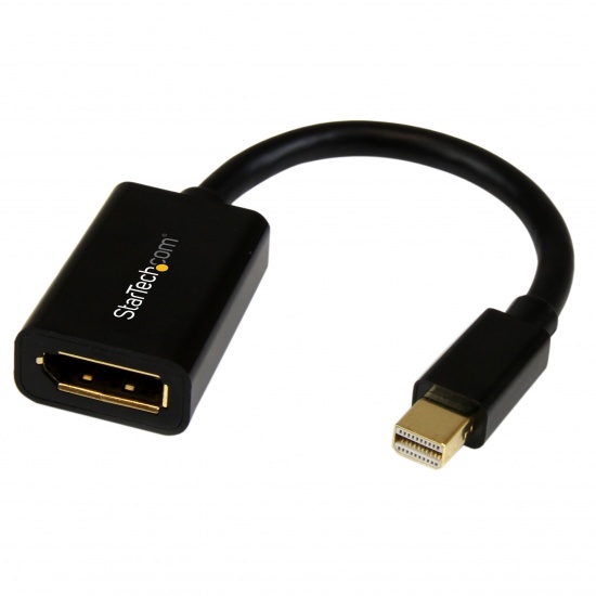 StarTech 6IN Mini DisplayPort Male To DisplayPort Female Video Cable Adapter - Black Image