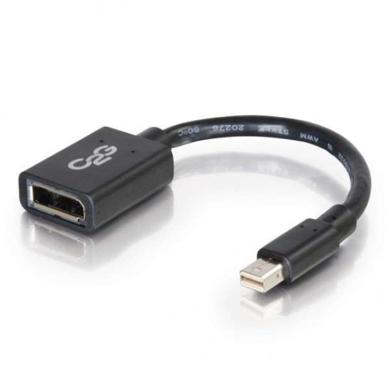 C2G 6IN Mini DisplayPort Male To DisplayPort Female Adapter- black Image