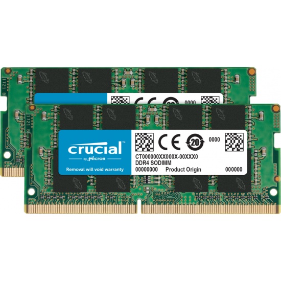 32GB Crucial 2666MHz PC4-21300 CL19 1.2V DDR4 SO-DIMM Dual Memory Kit (2 x 16GB) Image