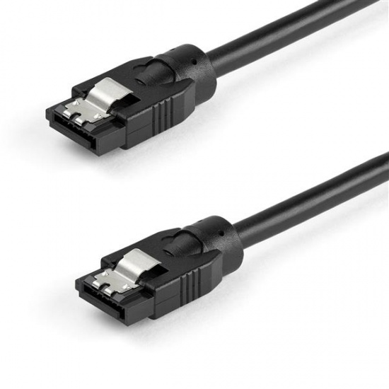 1FT StarTech SATA Round Latched to SATA Round Latched Cable - Black Image